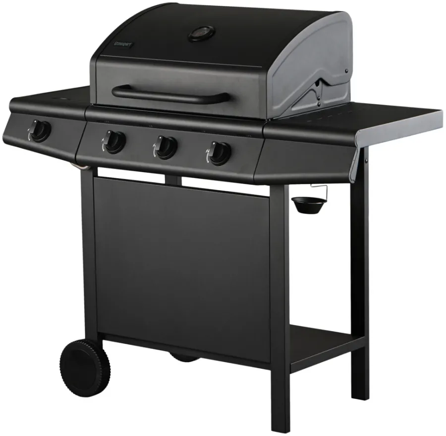Grillexpert® Gasgrill|Gasgrill 3 brændere og sidebrænder sort -