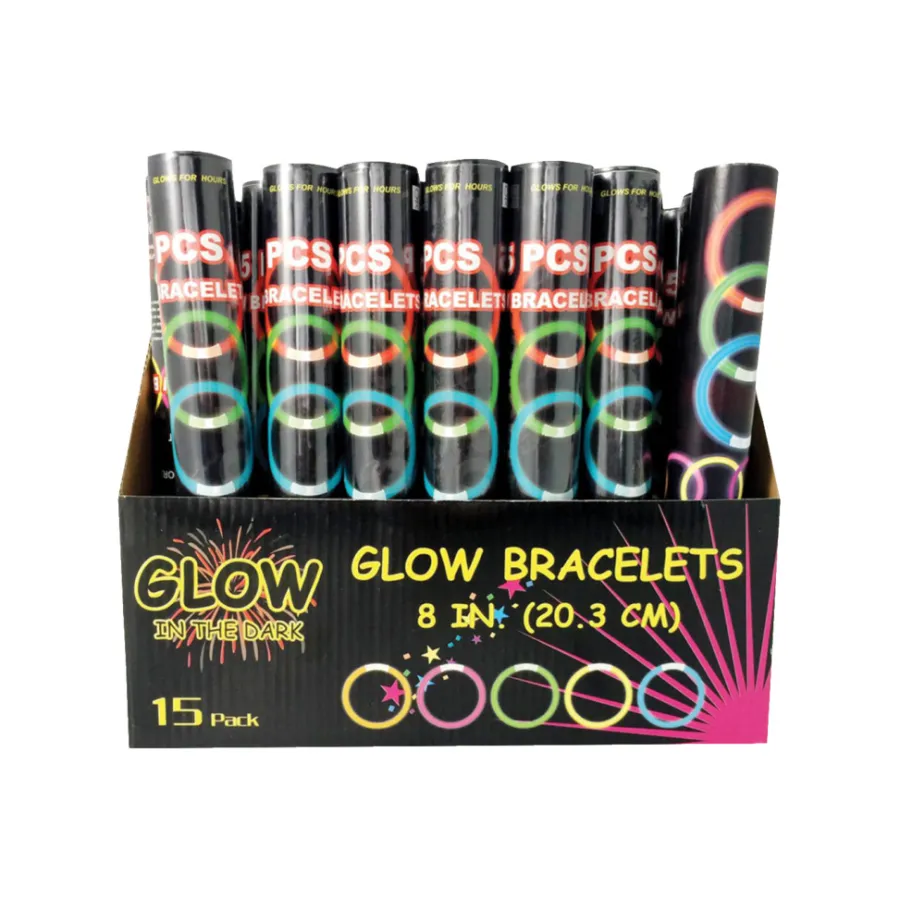 Pynt & Festudstyr|Glow in the dark armbånd 15 stk.