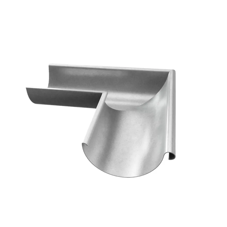 Grøvik Tagrender|hjørne udvendig 90 gr. T125 aluminium Sølv (aluminium)