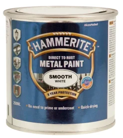 Hammerite Metalmaling Udendørs|Træ- & Metalmaling|metalmaling glat effekt 250 ml Hvid