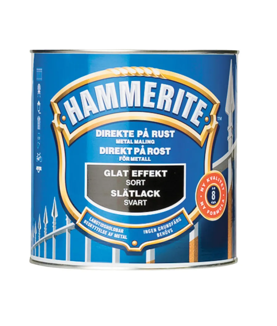 Hammerite Metalmaling Udendørs|Træ- & Metalmaling|metalmaling glat effekt 750 ml Sort