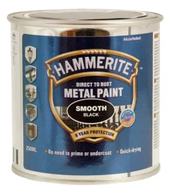Hammerite Metalmaling Udendørs|Træ- & Metalmaling|metalmaling glat effekt 250 ml Sort