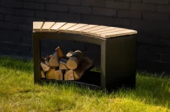 Bålfad & Tilbehør|Havebænke|Havebænk med brændedepot 90,2 x 37,8 x 48 cm Sort/natur