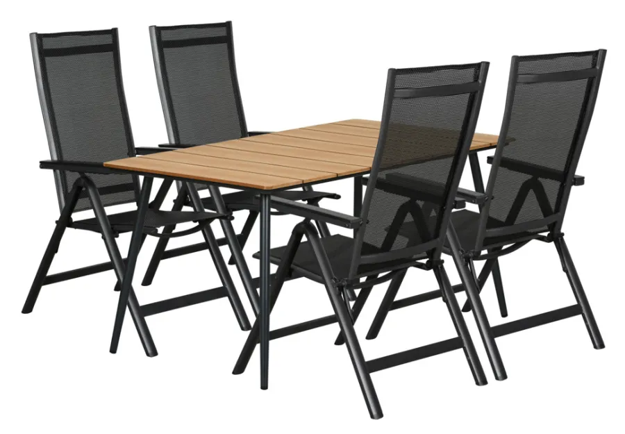 Sunlife® Sæsonafslutning|Haveborde|Havebord Beijing sort/teak 148 x 85 cm - Teak/sort