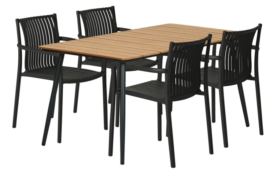 Sunlife® Sæsonafslutning|Haveborde|Havebord Beijing sort/teak 148 x 85 cm - Teak/sort