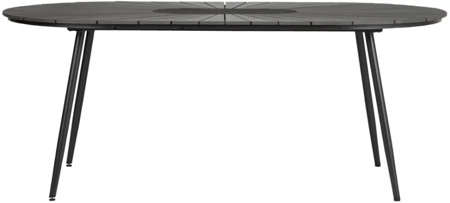 Haveborde|Havebord ovalt sort/brun 195 x 102 cm Sortbrun (bordplade)/sort (stel)