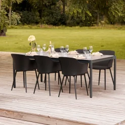 Haveborde|Havebord 205 x 104 cm i Grey Stone Look Sort