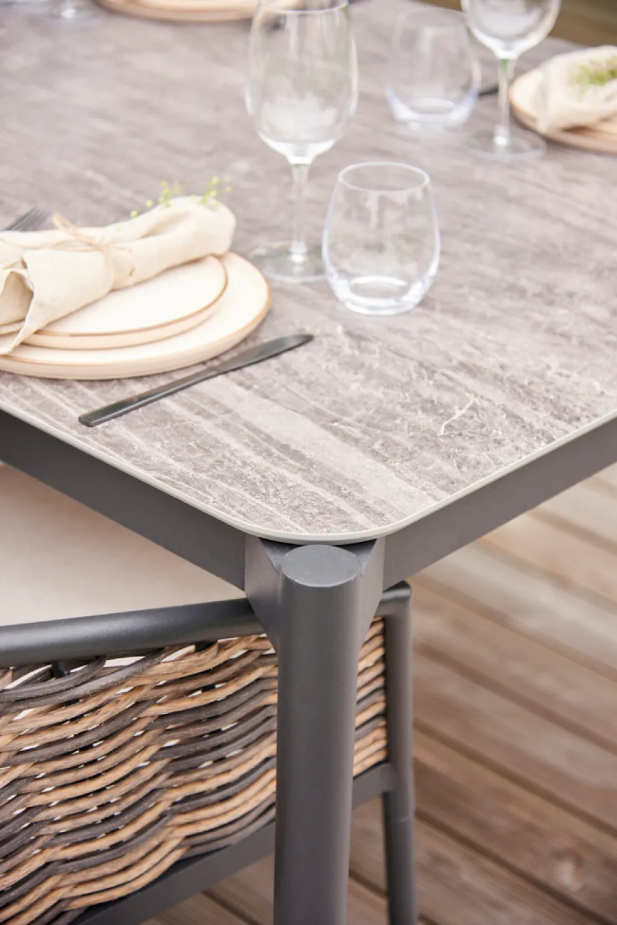 Haveborde|Havebord 205 x 104 cm i Grey Stone Look Sort