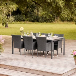 Haveborde|Havebord 205 x 104 cm i Grey Stone Look Sort