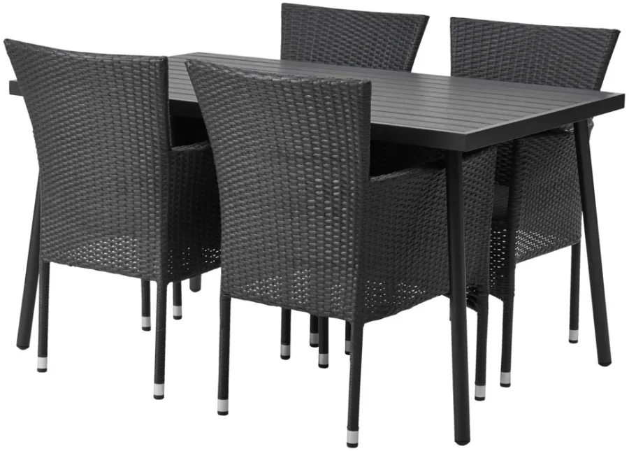 Sunlife® Sæsonafslutning|Havestole|Havestol Bangkok i metal og sort polyrattan -