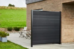 Panelhegn|Hegnsstolpe panelhegn sort aluminium H230 cm