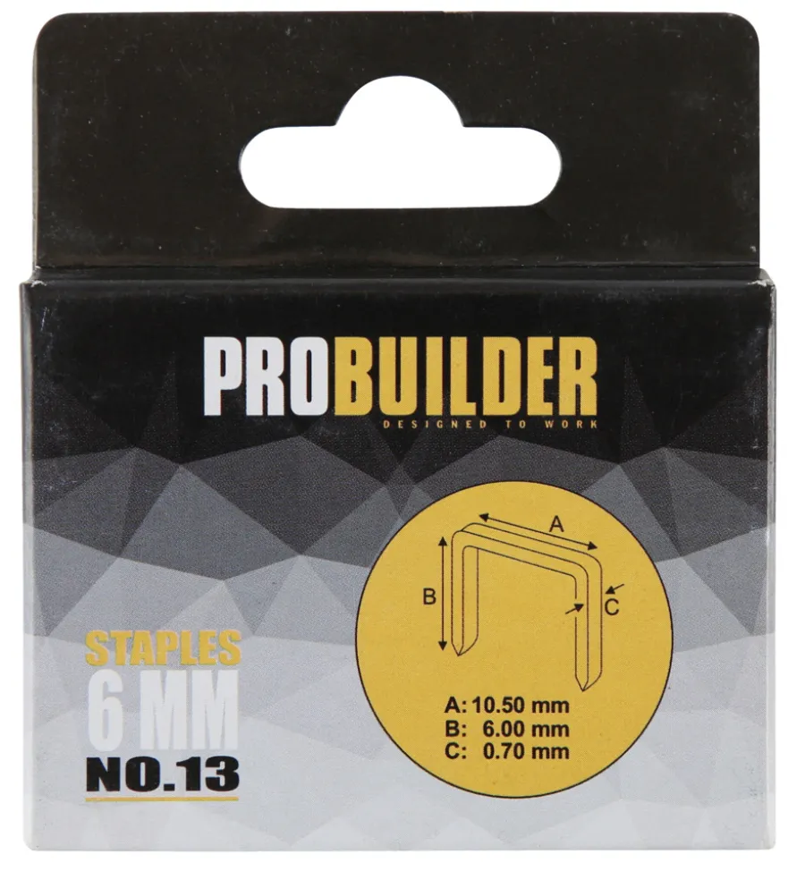 Probuilder Hæftepistoler|Hæfteklammer 6 mm nr. 13 1000 stk. -