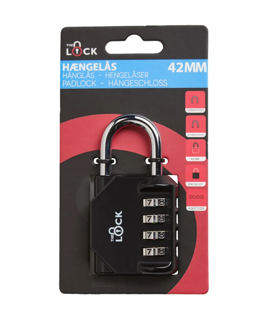 The lock Hængelåse|Hængelås m/kode 42 mm zink Sort