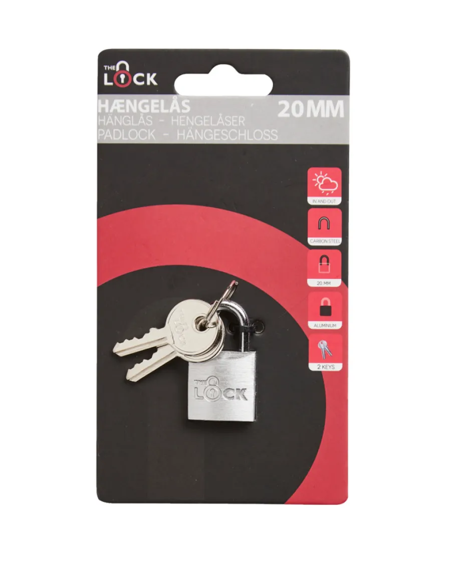 The lock Hængelåse|Hængelås m/to nøgler 20 mm aluminium Sølv