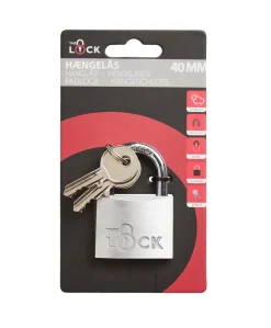 The lock Hængelåse|Hængelås m/to nøgler 40 mm aluminium Sølv