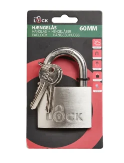 The lock Hængelåse|Hængelås m/to nøgler 60 mm rustfrit stål Sølv