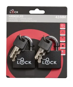 The lock Hængelåse|Hængelås m/to nøgler 43 mm aluminium - 2-pk. Sort