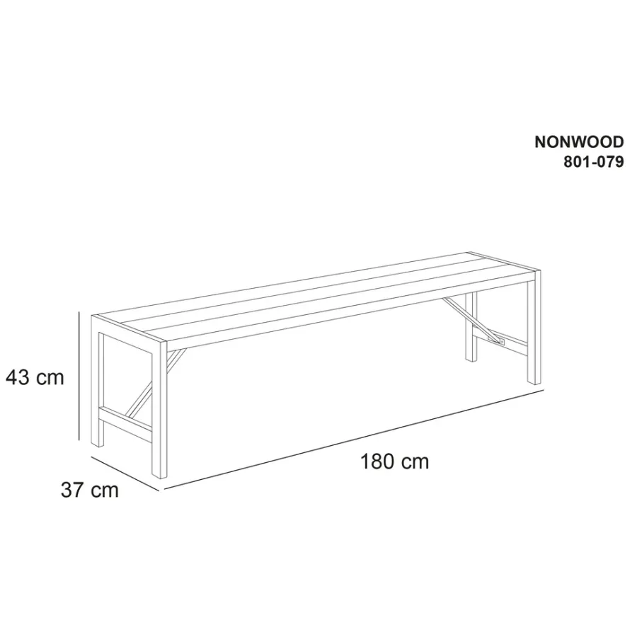 HORTUS Havebænke|bænk H-model nonwood 180 cm antracitgrå