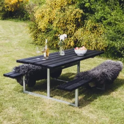 HORTUS Bord/Bænkesæt|FRIGG bord-/bænkesæt sort 175 x 140 cm Grundmalet sort