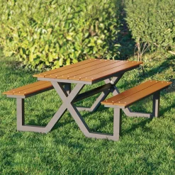 HORTUS Bord/Bænkesæt|X-model nonwood/alu 176 x 151 cm Teak og antracit