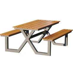 HORTUS Bord/Bænkesæt|X-model nonwood/alu 176 x 151 cm Teak og antracit