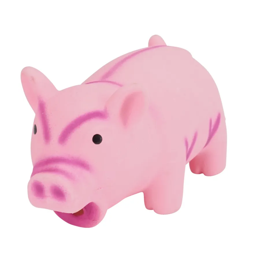 PetZone Hunde- Og Katteartikler|Hundelegetøj gris m/lyd pink latex -