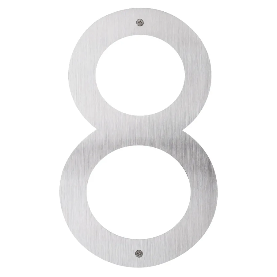 Husnumre & -Bogstaver|Husnummer 8 rustfrit stål 40 cm
