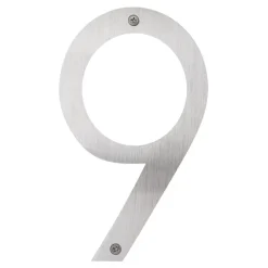 Husnumre & -Bogstaver|Husnummer 9 rustfrit stål 25 cm