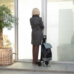 Rejseartikler|Indkøbstrolley med hjul sort/grå