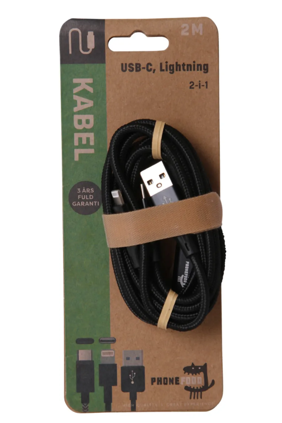 PhoneFood Kabler & Adaptere|2-i-1 opladerkabel 2 meter