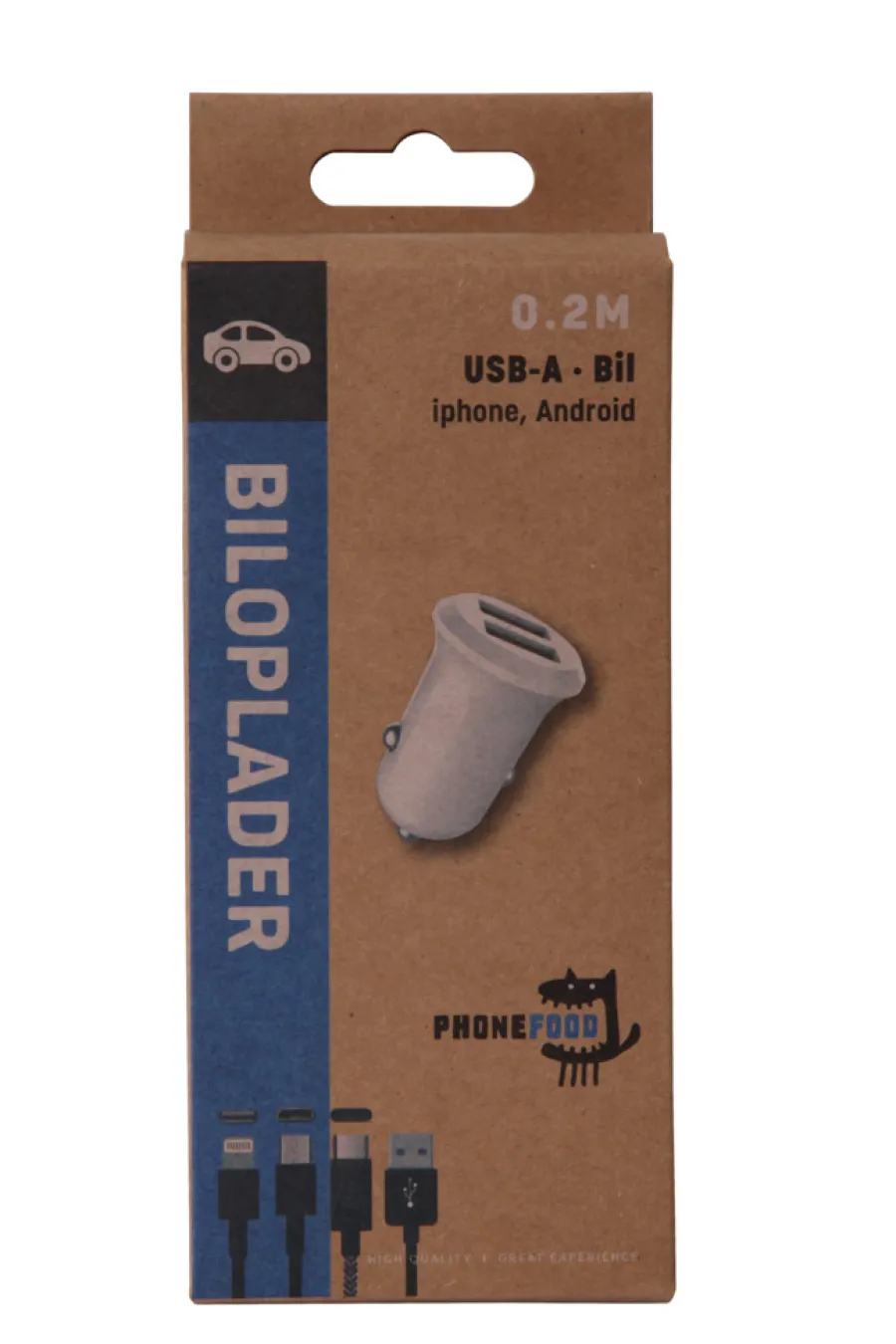 PhoneFood Kabler & Adaptere|3-i-1 oplader til bil