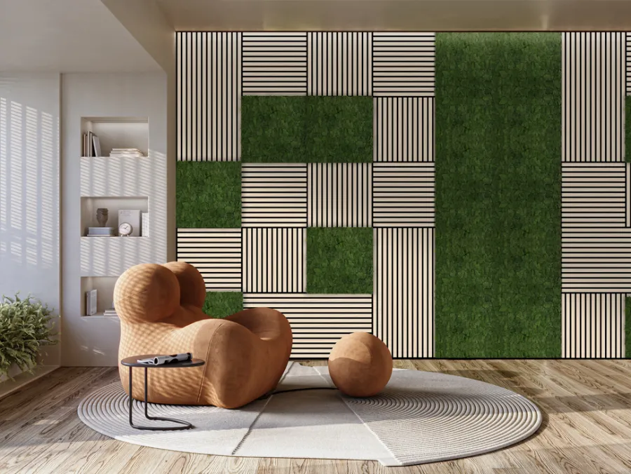 Jangal Grønne Vægpaneler|Akustikpaneler & Tilbehør|Modular Wall mospanel 52 x 52 cm - Dark Green Dark Green Moss