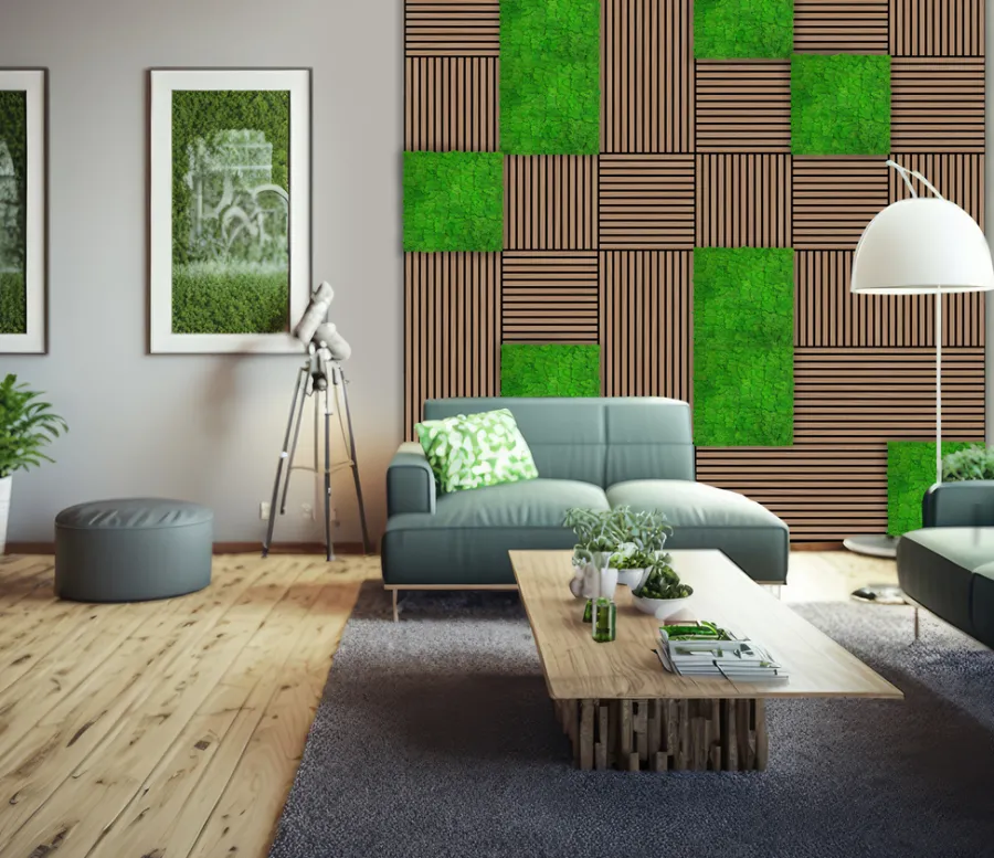 Jangal Grønne Vægpaneler|Akustikpaneler & Tilbehør|Modular Wall mospanel 52 x 52 cm - Rich Green Rich Green Moss