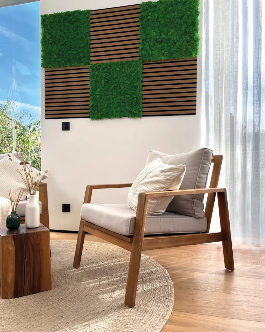 Jangal Grønne Vægpaneler|Akustikpaneler & Tilbehør|Modular Wall mospanel 52 x 52 cm - Rich Green Rich Green Moss