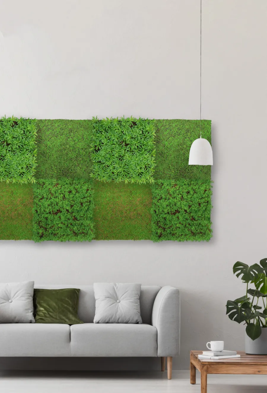 Jangal Grønne Vægpaneler|Akustikpaneler & Tilbehør|Modular Wall plantepanel 52 x 52 cm - Podocarpus Tea Tree