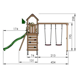 Jungle Gym Jungle Gym Legetårne|Safari legetårn m/grøn rutsjebane & gynger grøn Natur