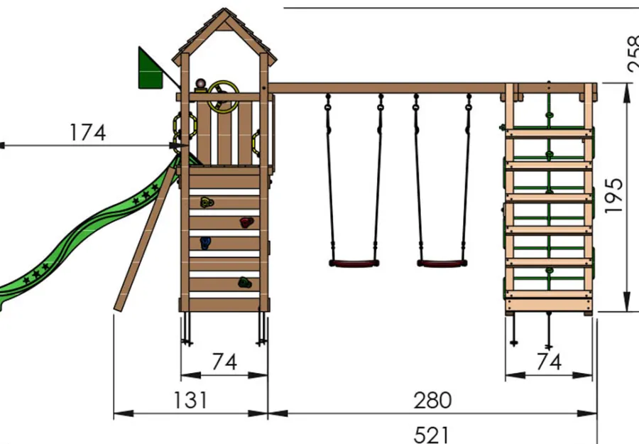 Jungle Gym Jungle Gym Legetårne|Safari legetårn m/gynger & klatremodul grå Natur