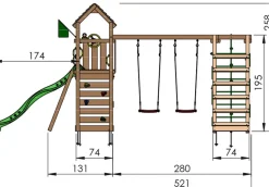 Jungle Gym Jungle Gym Legetårne|Safari legetårn m/gynger & klatremodul grøn Natur