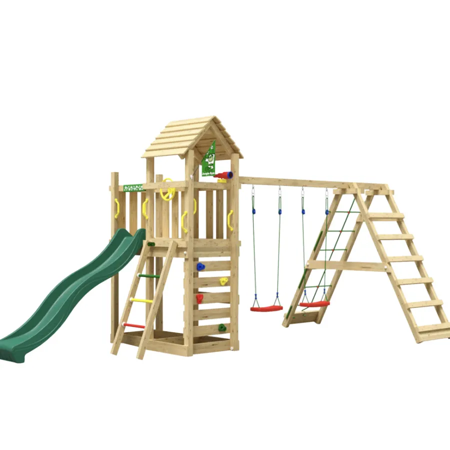 Jungle Gym Jungle Gym Legetårne|Safari legetårn m/gynger & klatremodul grøn Natur