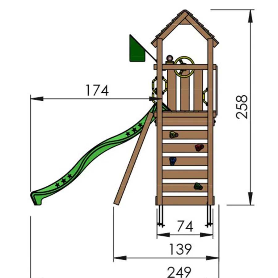 Jungle Gym Jungle Gym Legetårne|Safari legetårn m/rutsjebane & klatrevæg grå Natur