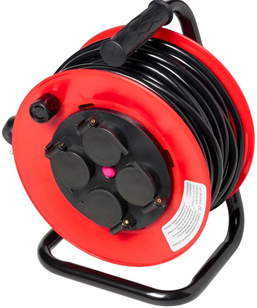 Kabler & Ledninger|Kabeltromle m/4 udtag og jord 25 meter