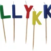 Pynt & Festudstyr|Kagelys TILLYKKE 8 stk. multifarvet