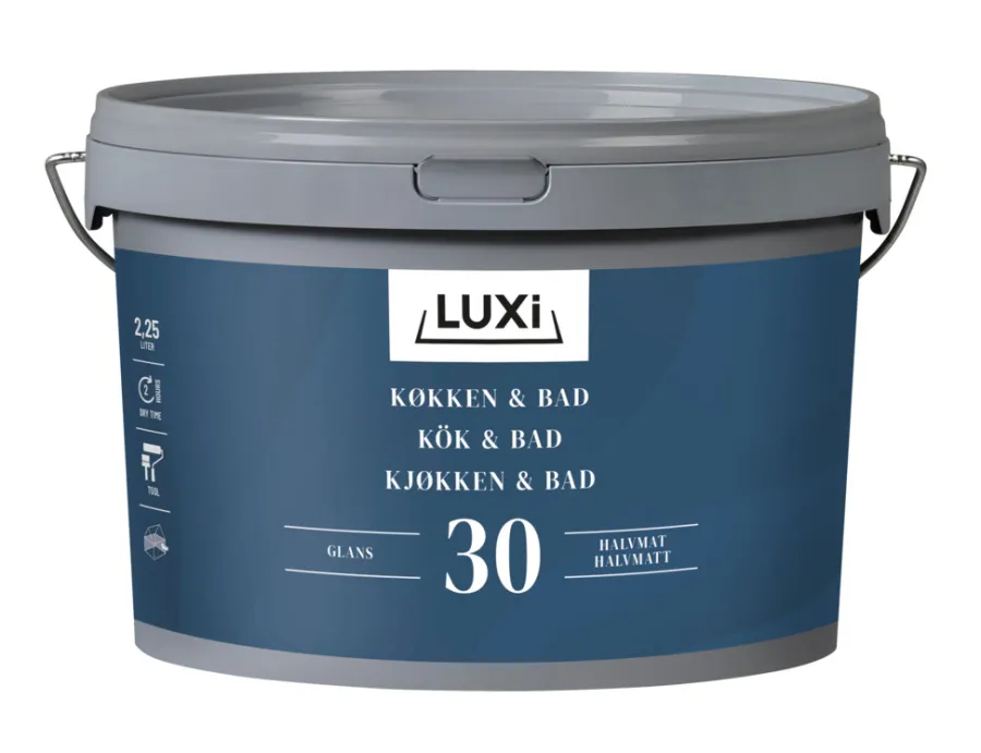 LUXI® Vægmaling|Køkken & Bad 30 vægmaling modehvid 2,25 liter -