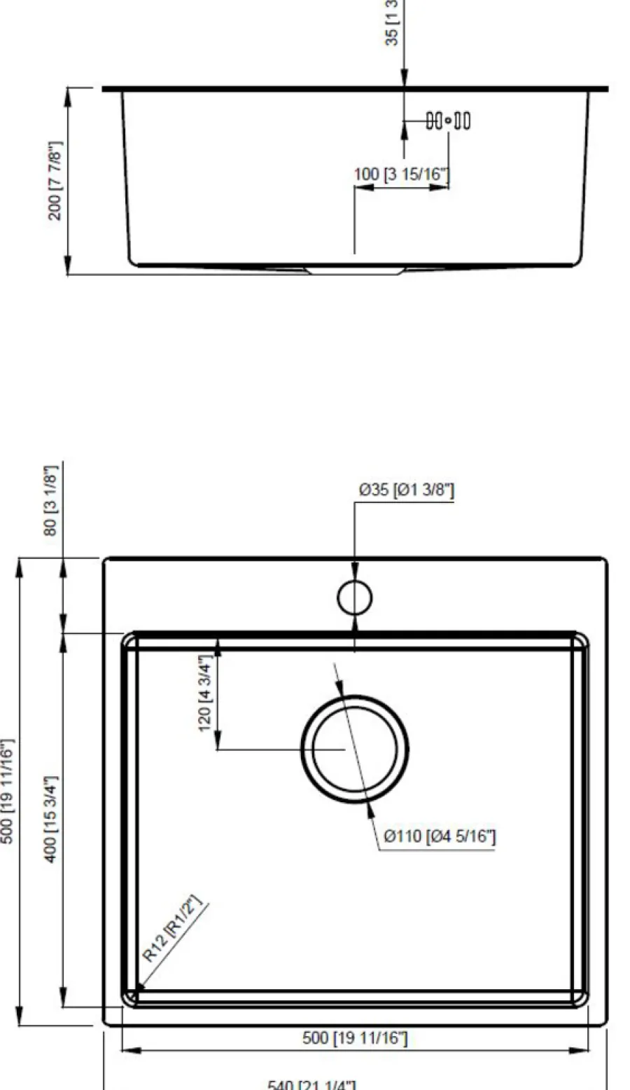 Køkkenvaske|Køkkenvask 540 x 500 mm Messingfinish
