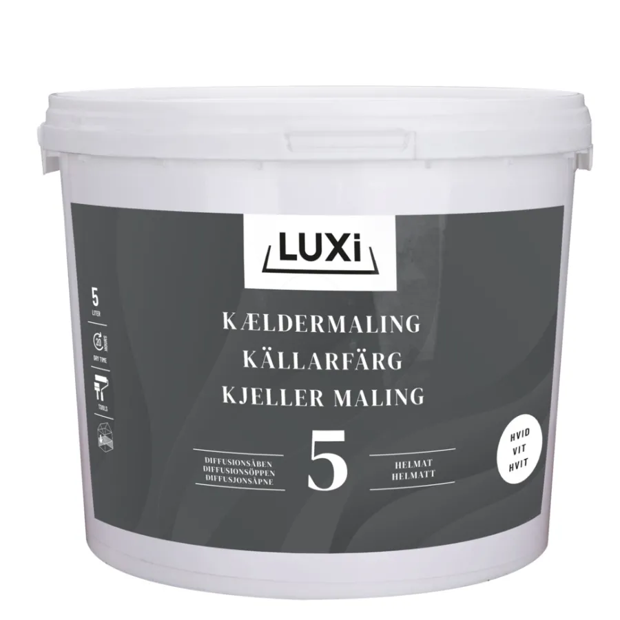 LUXI® Vægmaling|Kældermaling 2 5 liter - Hvid