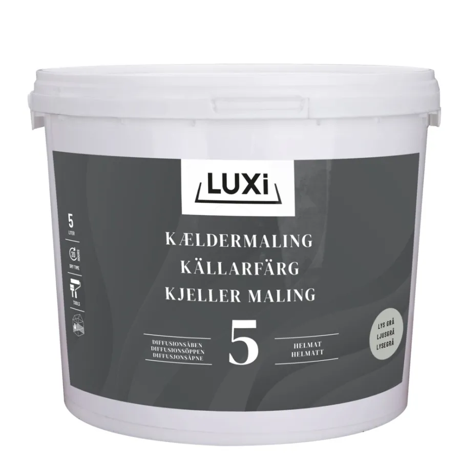 LUXI® Vægmaling|Kældermaling 5 5 liter - Lys betongrå