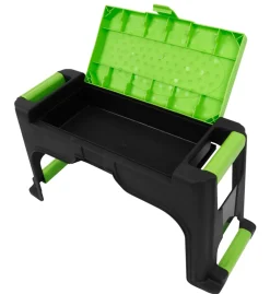 Garden® Øvrige Haveredskaber|Knæskammel m/opbevaring H:26 x B:50 x D:19 cm - Sort/grøn. praktisk design med opbevaringsplads til haveredskaber