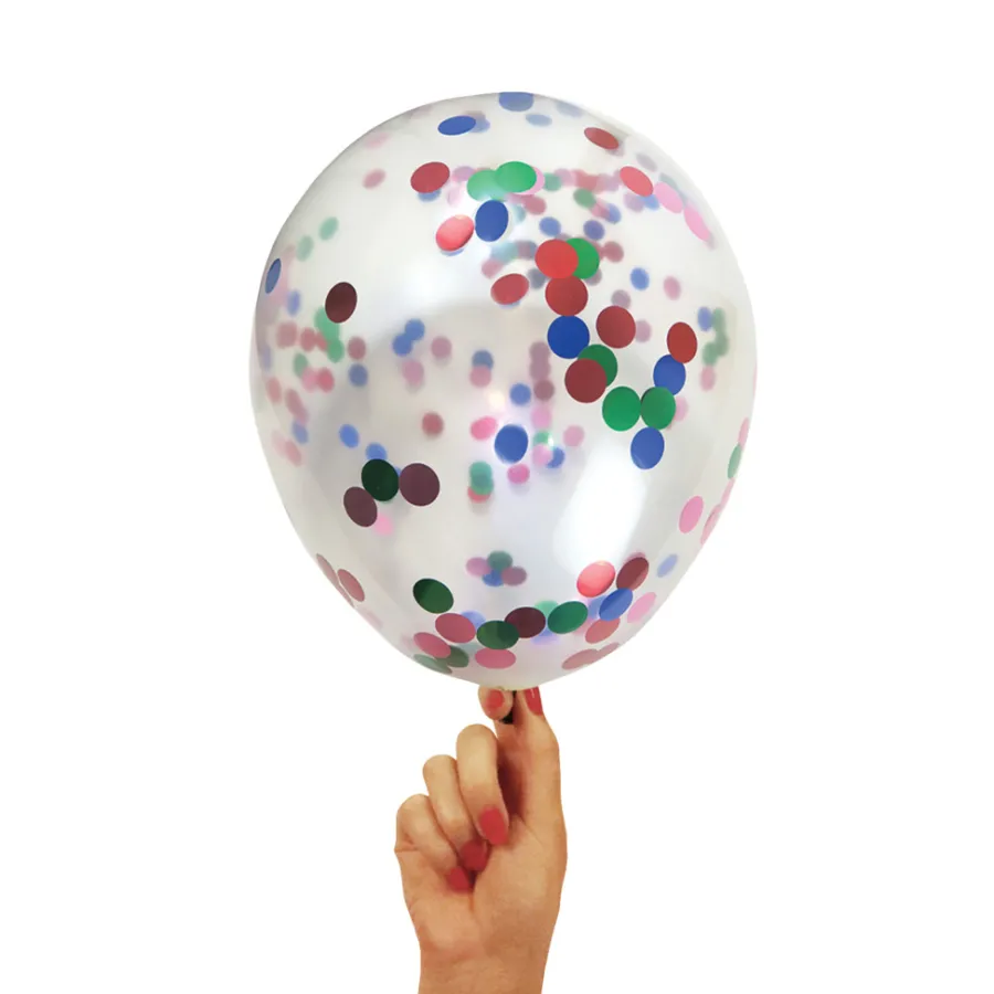Pynt & Festudstyr|Konfettiballon multifarvet 30 cm 5 stk.