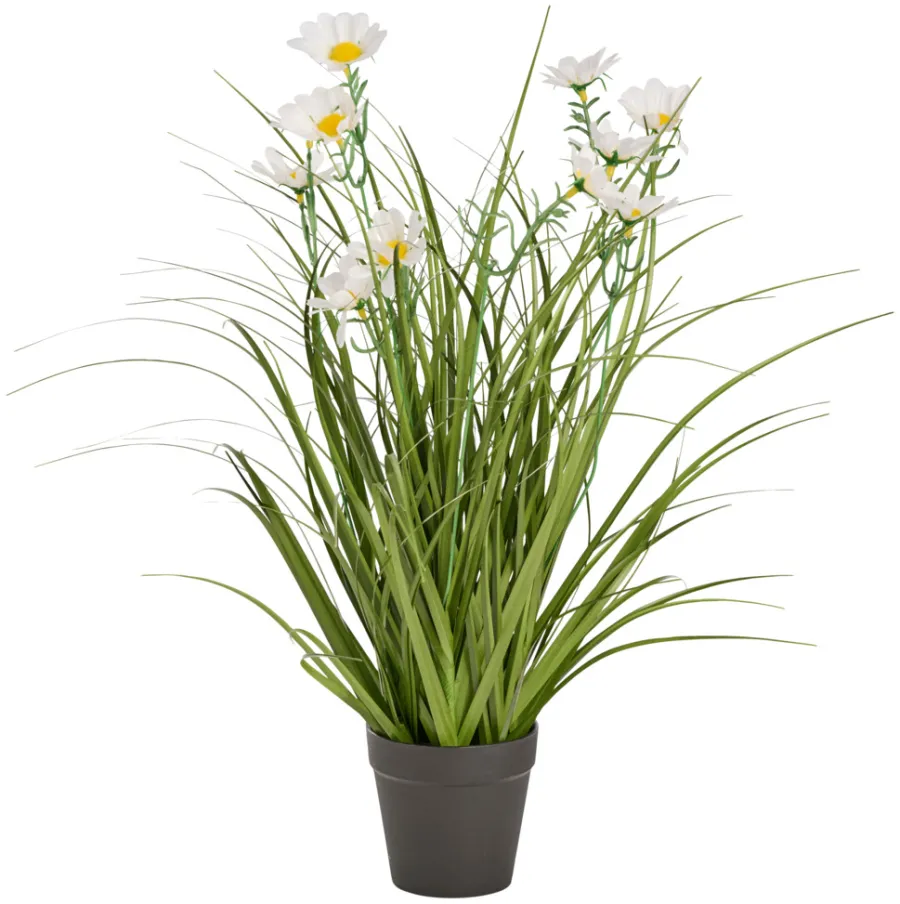 Sæsonafslutning|Kunstige Planter|Kunstgræs med margueritblomster 50 cm