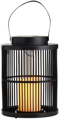 Garden® Sæsonafslutning|Solcellelamper|Lanterne med solceller Ø18 x 25 cm - Sort